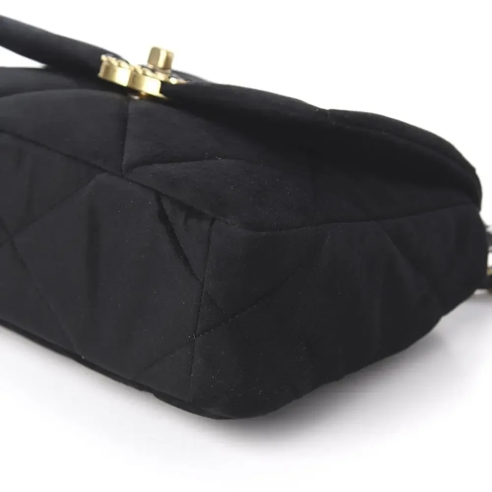 CHANEL 19 Medium Black Velvet Flap Shoulder Crossbody Bag Mixed Hardware